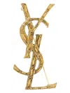Saint Laurent Cassandre Crocodile Metal Brooch Accessories In Nude & Neutrals
