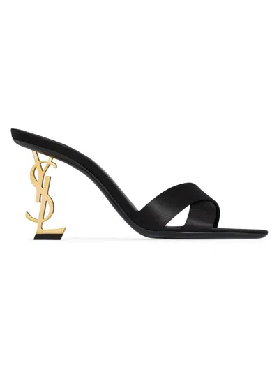 Saint Laurent Women's Opyum Mules In Satin Crepe In Black