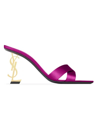Saint Laurent Women's Opyum Mules In Satin Crepe In Pink