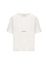 Saint Laurent Women Basic White T-shirt With Miiddle Logo Print In Cotton Woman In White
