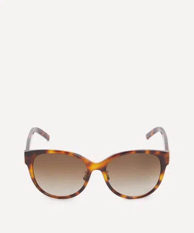 Saint Laurent Women's Oval Havana Acetate Sunglasses