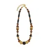 Saint Laurent Women Oversized Glass Wood Resin And Metal Necklace
