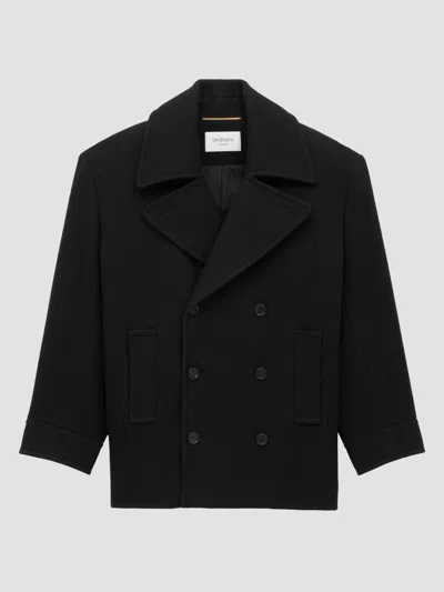 Saint Laurent Women's Oversized Peacoat In Wool In Black