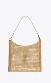 Saint Laurent Oxalis Ysl Monogram Shoulder Bag In Raffia With Bronze Hardware In Cream
