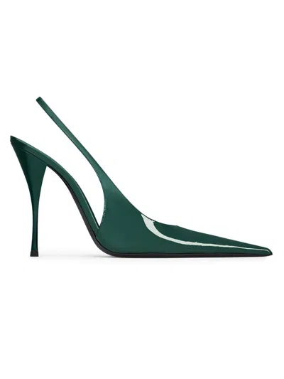Saint Laurent Women's P. A.r. I.s. Slingback Pumps In Patent Leather In Animal Print