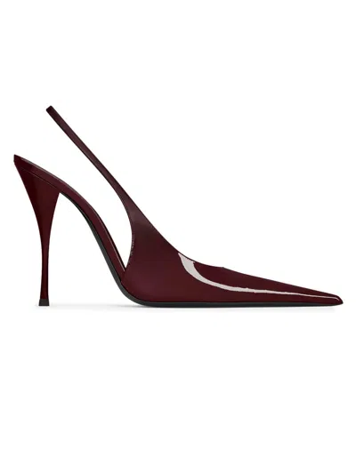 Saint Laurent Women's P. A.r. I.s. Slingback Pumps In Patent Leather In Burgundy
