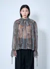 Saint Laurent Women Paisley Silk Georgette Blouse In Blue