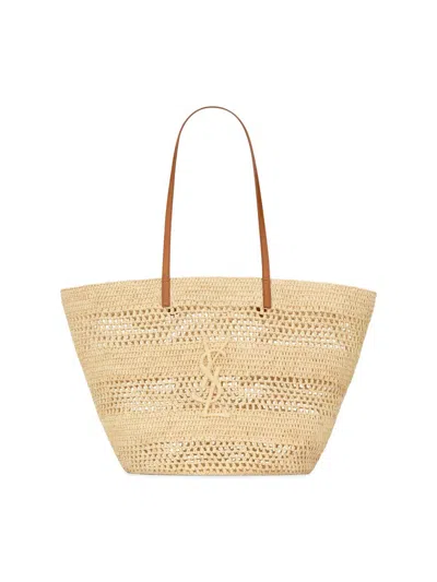 Saint Laurent Women's Panier Medium Tote Bag In Raffia In Brown