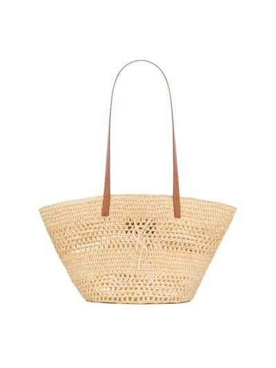 Saint Laurent Women's Panier Small Tote Bag In Raffia In Brown