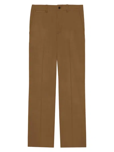Saint Laurent Brown Cotton Twill Pants For Women In Ecorce