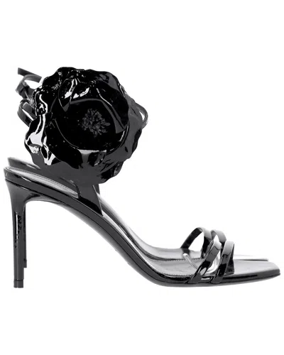 Saint Laurent Women's Patent Leather Amber Flower-corsage Sandal (authentic  Pre-loved) In Black