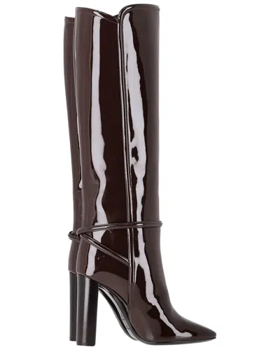 Pre-owned Saint Laurent Women's Patent Leather Jane Knee-high Boot (authentic Pre-loved)