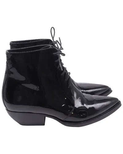 Pre-owned Saint Laurent Women's Patent Leather Theo Boot (authentic Pre-loved)