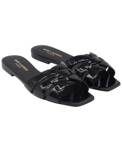 Saint Laurent Women's Patent Leather Tribute Slide Sandal (authentic Pre-  Loved) In Black