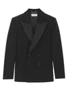 Saint Laurent Tuxedo Jacket In Grain De Poudre In Black