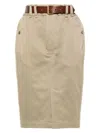 Saint Laurent Jupe Saharienne Gabardine De Coton Mercerisee In Beige