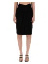 Saint Laurent Gonna A Matita In Raso Di Crêpe Di Seta In Black