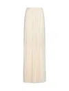 Saint Laurent Women Pleated Viscose Long Skirt In White