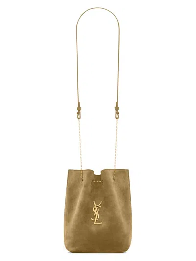 Saint Laurent Women's Pochon In Suede In Green