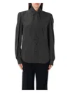 Saint Laurent Silk Shirt W/ Tie In Black White