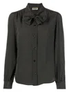 Saint Laurent Silk Shirt W/ Tie In Black