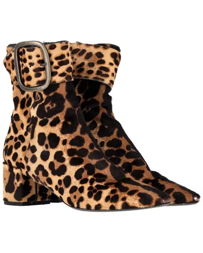 Saint Laurent Women's Pony Hair Buckled Bootie (authentic Pre-loved) In Nude