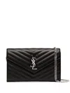 Saint Laurent Women's Pouch S Black Silver Logo In Nero