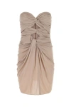 Saint Laurent Women Powder Pink Crepe Mini Dress In Pink
