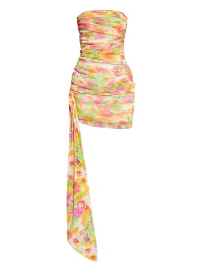 SAINT LAURENT WOMEN'S PRINTED TULLE MINI DRESS