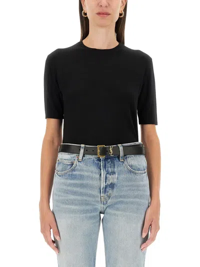 Saint Laurent Women Pullover T-shirt In Black