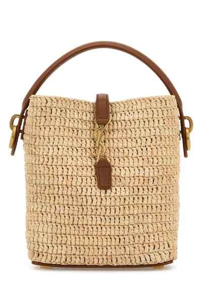 Saint Laurent Women Raffia Mini Le 37 Bucket Bag