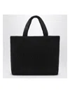 Saint Laurent Black Raffia Tote Bag With Logo In Black