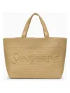 Saint Laurent Women's Raffia Tote Bag With Logo In Pink