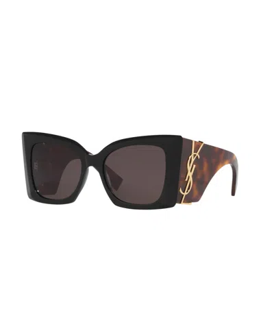 Saint Laurent Women's Rectangle Sunglasses, Sl M119 Blaze Ys000488 In Black