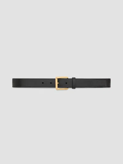 Saint Laurent Women's Rectangular Buckle Belt In Leather In Black