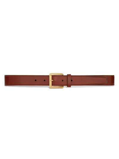 Saint Laurent Women's Rectangular Buckle Belt In Leather In Neutral