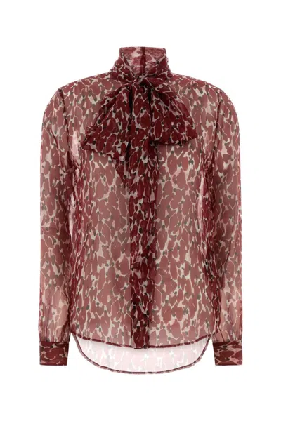 SAINT LAURENT RED REGULAR PRINTED SHIRT