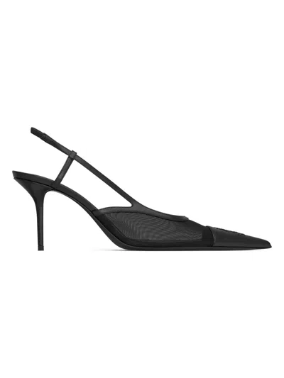 Saint Laurent Women's Renée Slingback Pumps In Mesh In Black