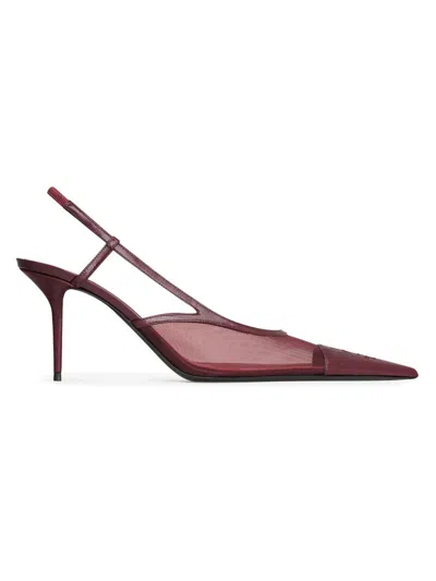 Saint Laurent Women's Renÿ E Slingback Pumps In Mesh In Brown