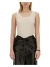 Saint Laurent Women Round Neckline Tank Top In Beige