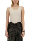 Saint Laurent Women Round Neckline Tank Top In Cream