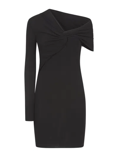 Saint Laurent One-shoulder Dress In Crepe Jersey In Black