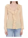 Saint Laurent Beige Ruffled Blouse In Silk Women