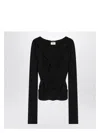 Saint Laurent Silk Ruffled Blouse In Black