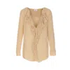 Saint Laurent Women Ruffled Blouse In Muslin Silk Crepe