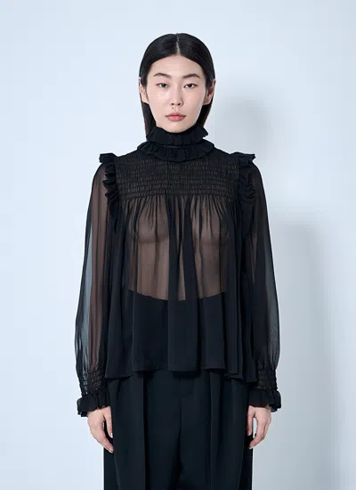 Saint Laurent Women Ruffled Silk Blouse