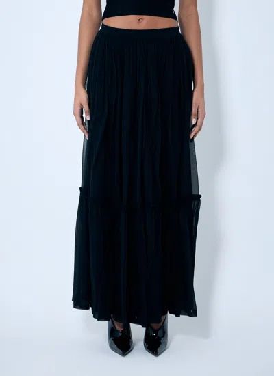Saint Laurent Women Ruffled Silk Skirt