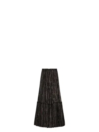 SAINT LAURENT WOMEN'S RUFFLED SKIRT WITH PAISLEY PRINT | SIZE FR 38 | 834197Y3K61 COLOR 4052