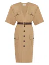 Saint Laurent Saharienne Dress In Beige