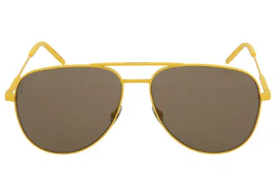 Pre-owned Saint Laurent Women's  Aviatorstyle Metal Sunglasses036) In Yellow/brown (classic11/30000163
